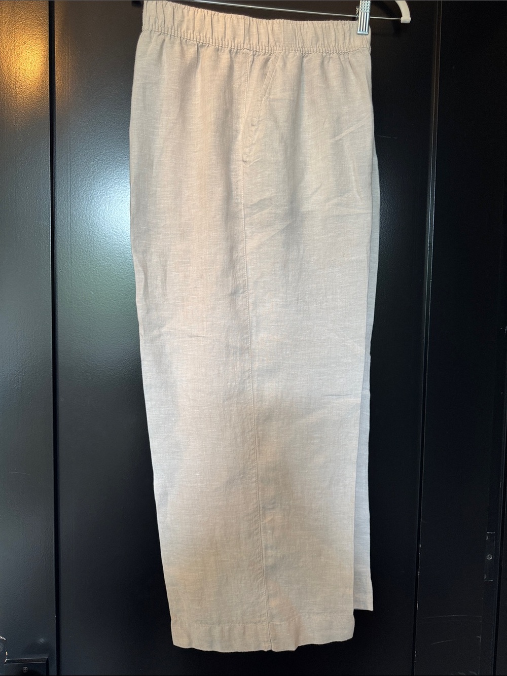 Tahari Women’s  Linen Wide Leg Pant with Elastic Waist  in Light tan